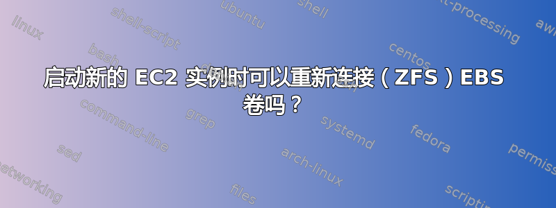 启动新的 EC2 实例时可以重新连接（ZFS）EBS 卷吗？