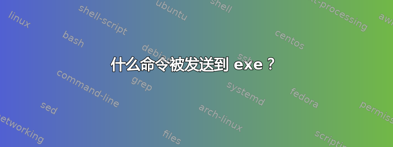 什么命令被发送到 exe？