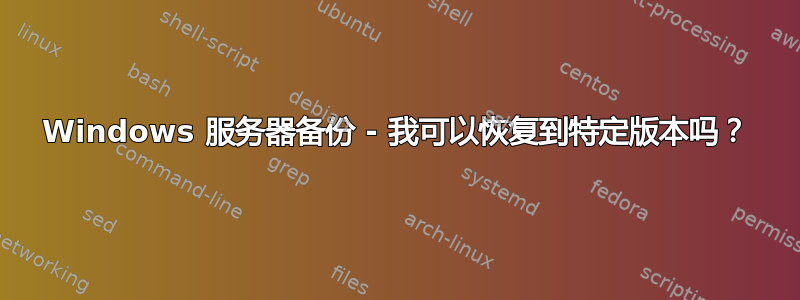 Windows 服务器备份 - 我可以恢复到特定版本吗？