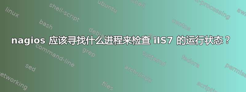 nagios 应该寻找什么进程来检查 IIS7 的运行状态？