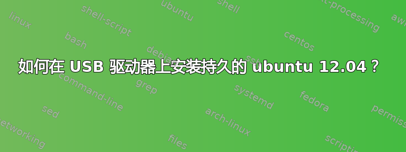 如何在 USB 驱动器上安装持久的 ubuntu 12.04？