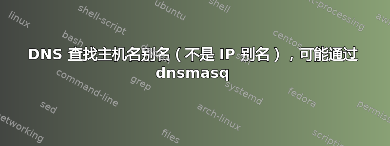 DNS 查找主机名别名（不是 IP 别名），可能通过 dnsmasq