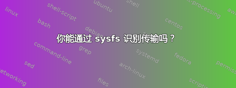 你能通过 sysfs 识别传输吗？