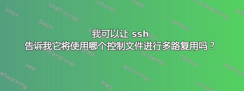 我可以让 ssh 告诉我它将使用哪个控制文件进行多路复用吗？