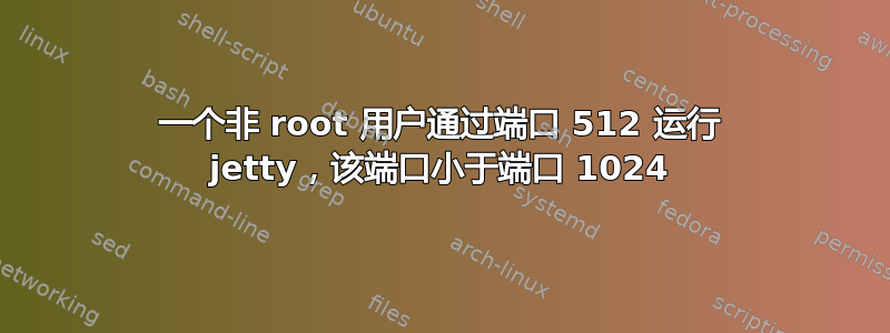 一个非 root 用户通过端口 512 运行 jetty，该端口小于端口 1024