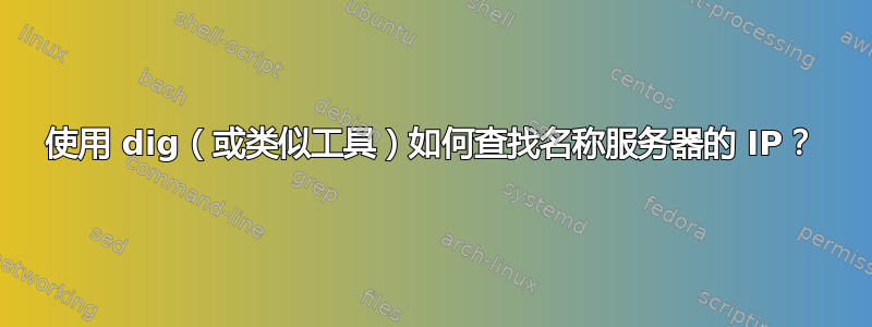 使用 dig（或类似工具）如何查找名称服务器的 IP？