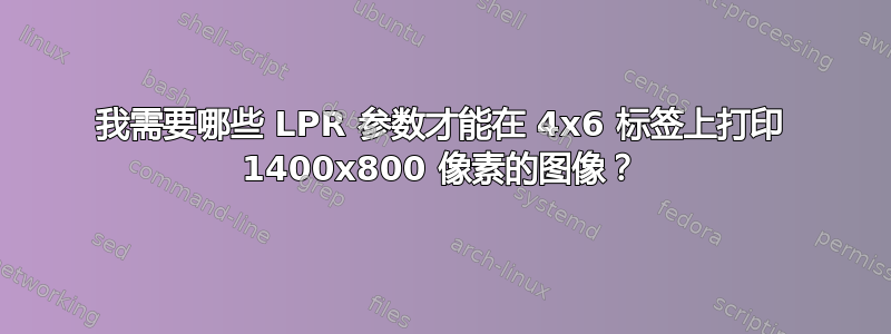 我需要哪些 LPR 参数才能在 4x6 标签上打印 1400x800 像素的图像？