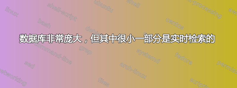 数据库非常庞大，但其中很小一部分是实时检索的