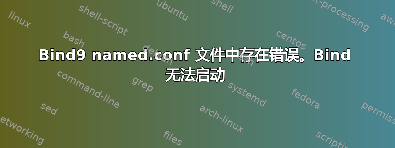 Bind9 named.conf 文件中存在错误。Bind 无法启动