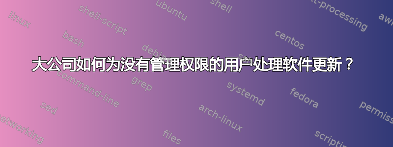 大公司如何为没有管理权限的用户处理软件更新？