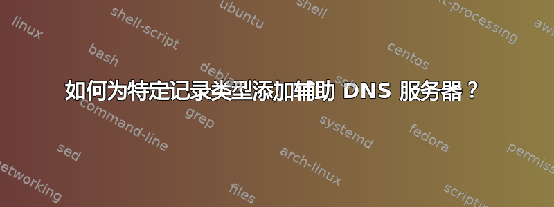 如何为特定记录类型添加辅助 DNS 服务器？