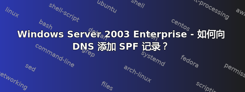 Windows Server 2003 Enterprise - 如何向 DNS 添加 SPF 记录？