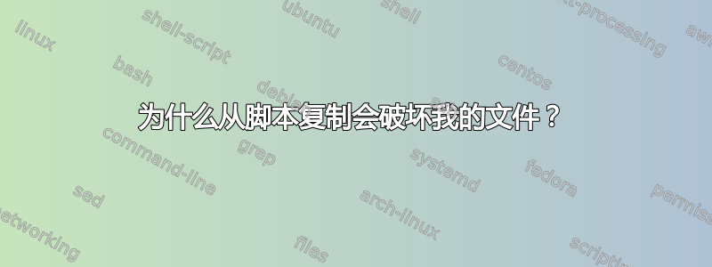 为什么从脚本复制会破坏我的文件？