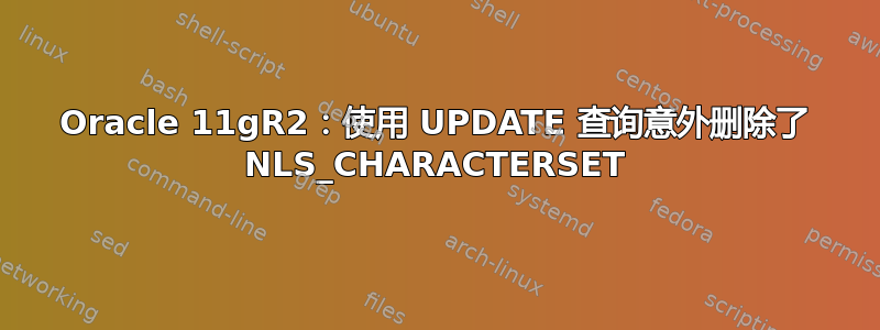 Oracle 11gR2：使用 UPDATE 查询意外删除了 NLS_CHARACTERSET