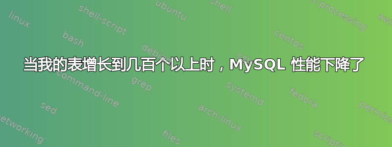 当我的表增长到几百个以上时，MySQL 性能下降了