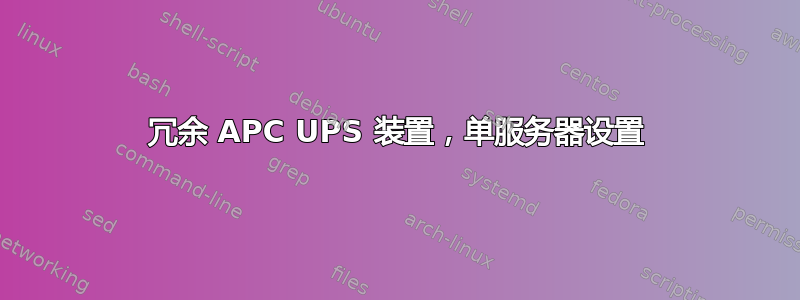 冗余 APC UPS 装置，单服务器设置