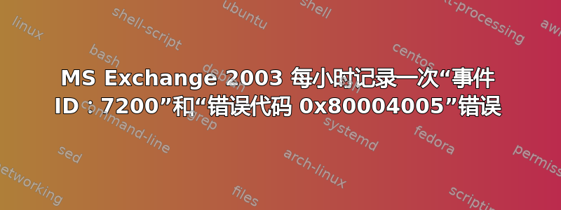 MS Exchange 2003 每小时记录一次“事件 ID：7200”和“错误代码 0x80004005”错误