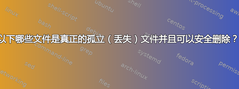 以下哪些文件是真正的孤立（丢失）文件并且可以安全删除？