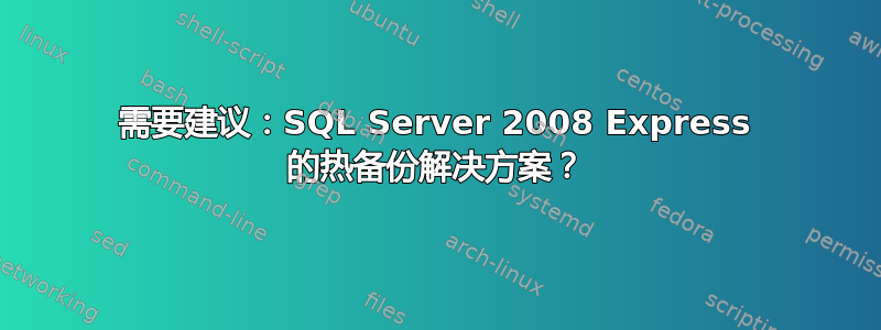 需要建议：SQL Server 2008 Express 的热备份解决方案？