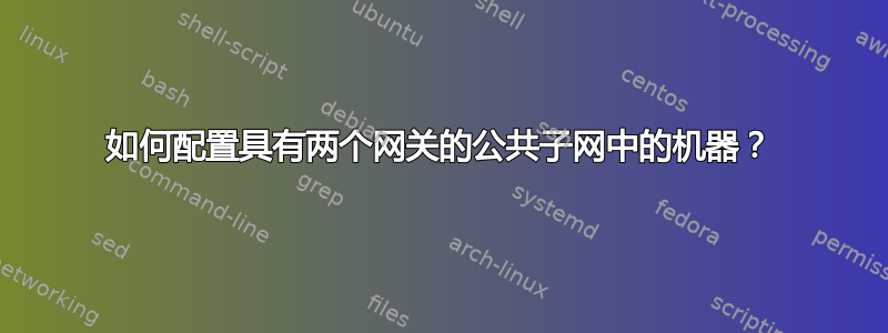 如何配置具有两个网关的公共子网中的机器？