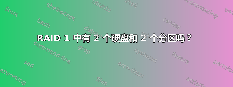 RAID 1 中有 2 个硬盘和 2 个分区吗？