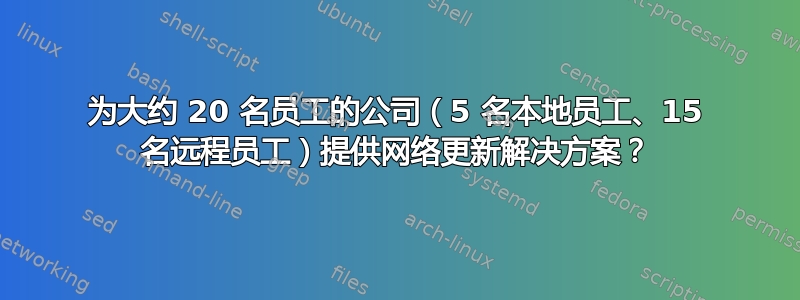 为大约 20 名员工的公司（5 名本地员工、15 名远程员工）提供网络更新解决方案？