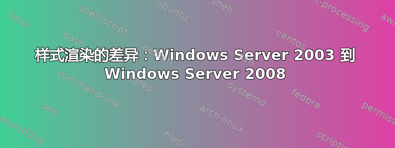 样式渲染的差异：Windows Server 2003 到 Windows Server 2008