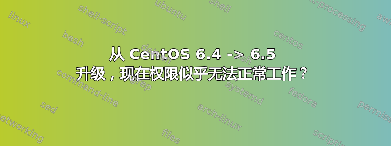 从 CentOS 6.4 -> 6.5 升级，现在权限似乎无法正常工作？