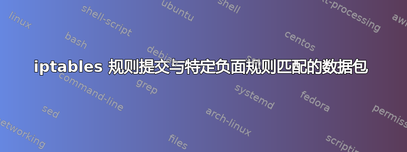 iptables 规则提交与特定负面规则匹配的数据包