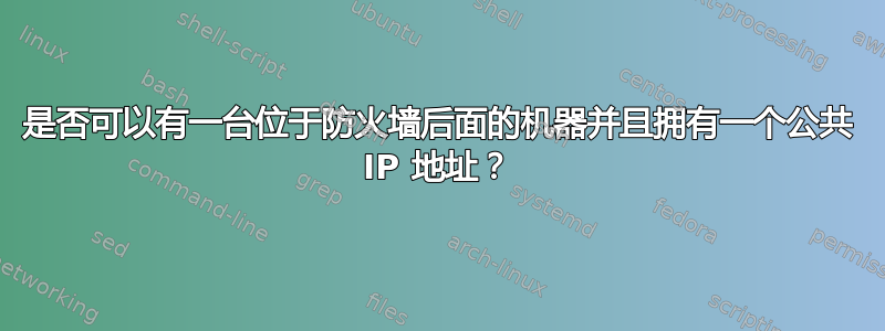 是否可以有一台位于防火墙后面的机器并且拥有一个公共 IP 地址？