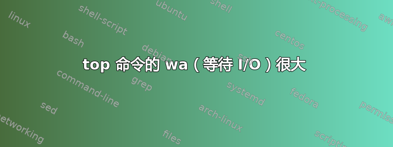 top 命令的 wa（等待 I/O）很大