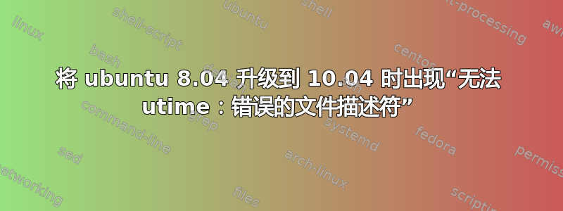 将 ubuntu 8.04 升级到 10.04 时出现“无法 utime：错误的文件描述符”