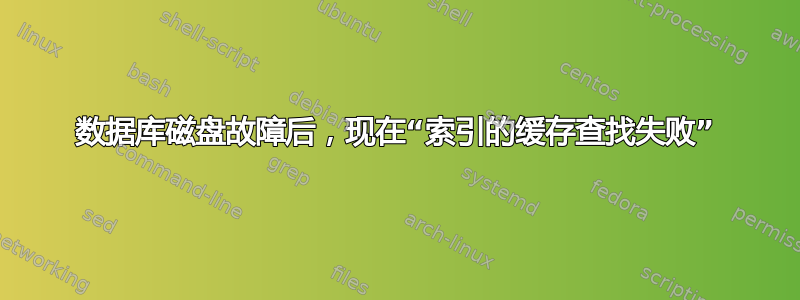 数据库磁盘故障后，现在“索引的缓存查找失败”