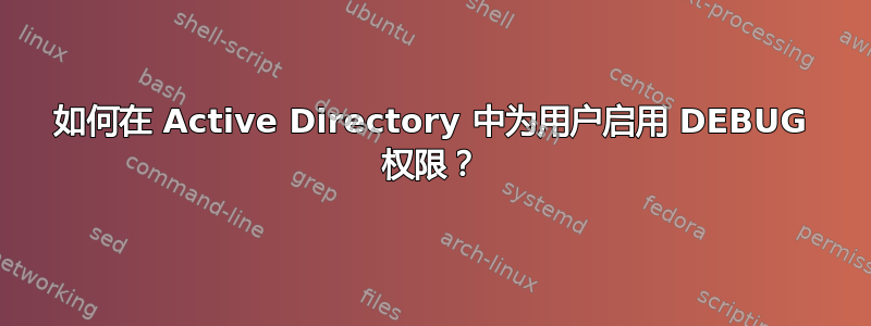 如何在 Active Directory 中为用户启用 DEBUG 权限？