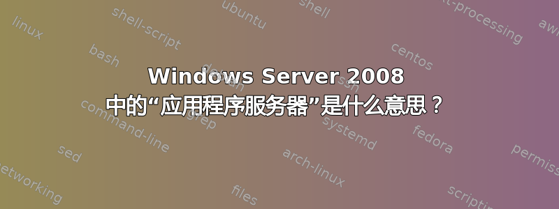 Windows Server 2008 中的“应用程序服务器”是什么意思？