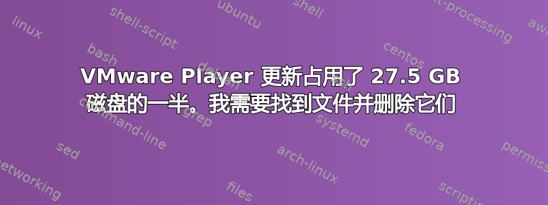 VMware Player 更新占用了 27.5 GB 磁盘的一半。我需要找到文件并删除它们