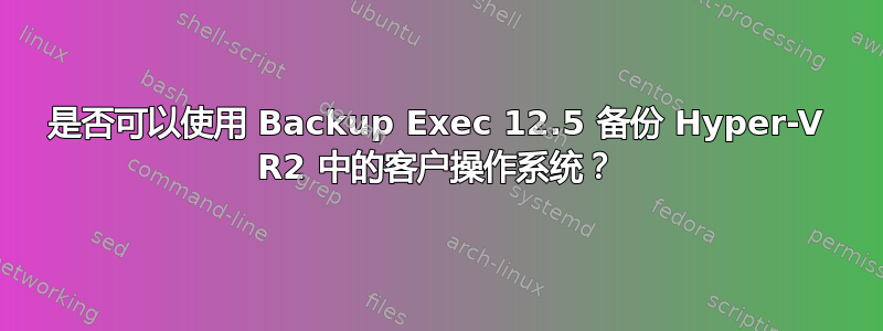 是否可以使用 Backup Exec 12.5 备份 Hyper-V R2 中的客户操作系统？