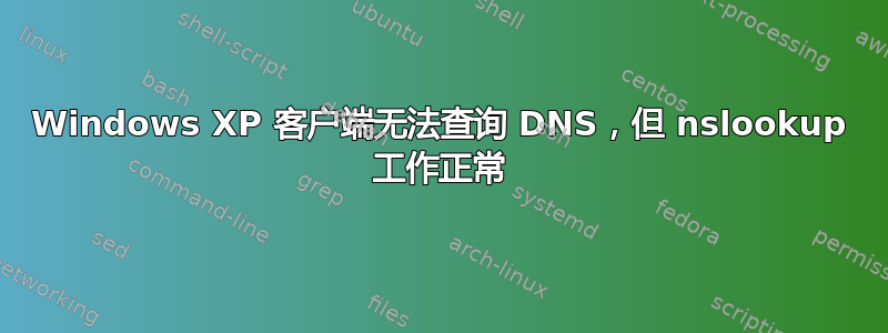 Windows XP 客户端无法查询 DNS，但 nslookup 工作正常