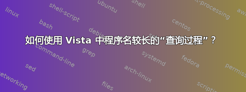 如何使用 Vista 中程序名较长的“查询过程”？