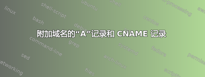 附加域名的“A”记录和 CNAME 记录