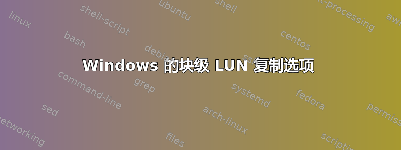 Windows 的块级 LUN 复制选项