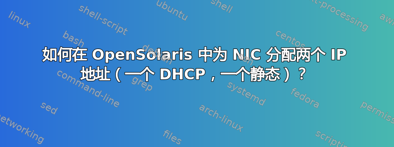 如何在 OpenSolaris 中为 NIC 分配两个 IP 地址（一个 DHCP，一个静态）？