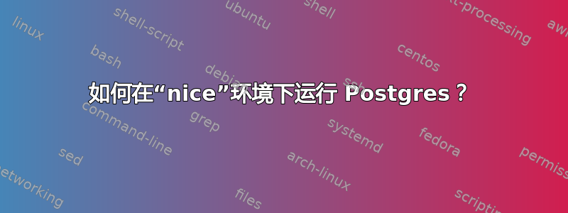 如何在“nice”环境下运行 Postgres？