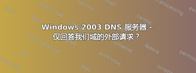 Windows 2003 DNS 服务器 - 仅回答我们域的外部请求？