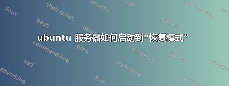 ubuntu 服务器如何启动到“恢复模式”