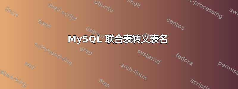 MySQL 联合表转义表名