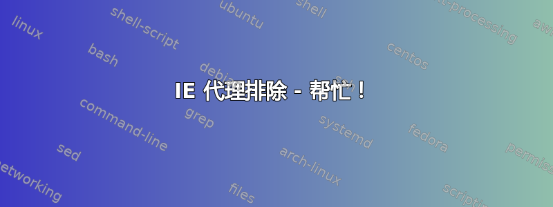 IE 代理排除 - 帮忙！