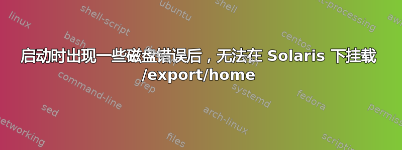 启动时出现一些磁盘错误后，无法在 Solaris 下挂载 /export/home