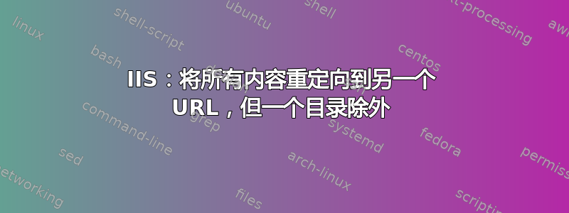 IIS：将所有内容重定向到另一个 URL，但一个目录除外