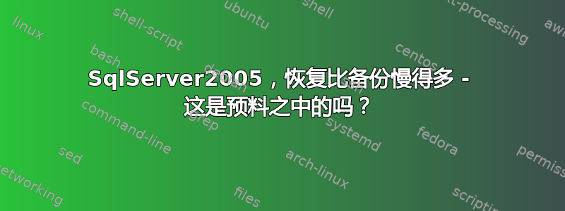 SqlServer2005，恢复比备份慢得多 - 这是预料之中的吗？